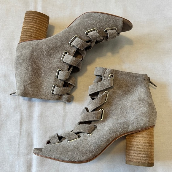 Jeffrey Campbell 6.5 Salazar Booties ~ Suede Leather Lace Up Block Heel ~ Boho - Picture 8 of 11